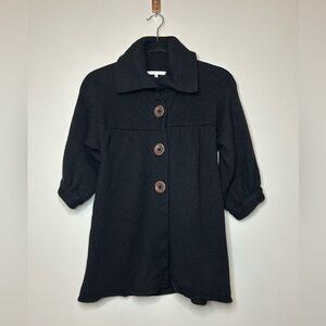 VINCE Women's Black Button Down Babydoll Wool Knit Cardigan Sweater Size XS